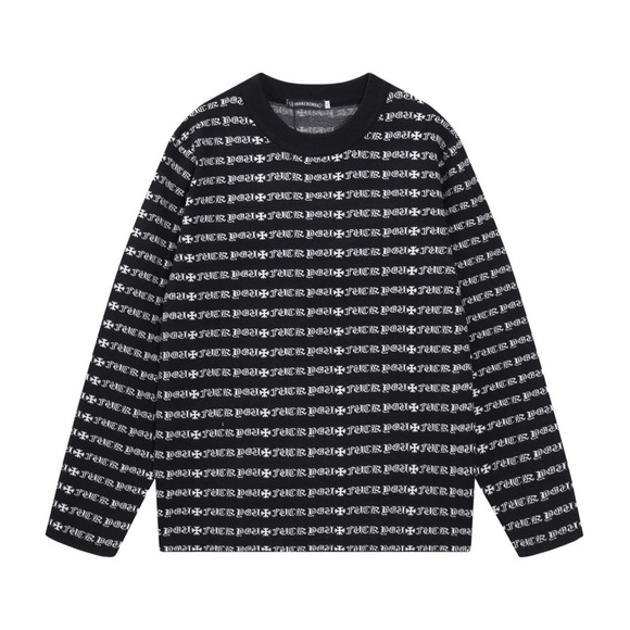 Chrome Hearts Black and White Patterned Crewneck Sweater - Picture 1 of 5